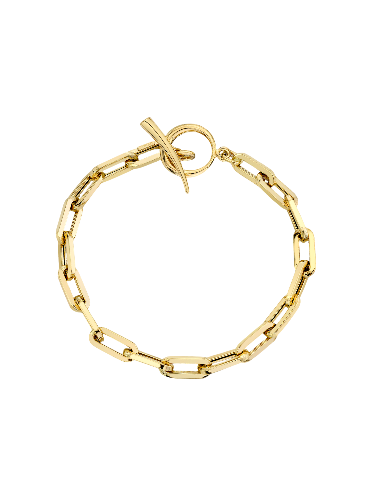 Rectangular link chain bracelet with tusk clasp gold vermeil